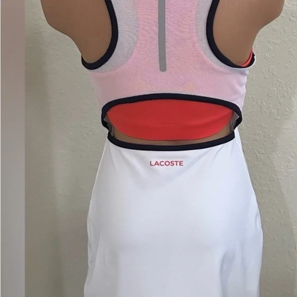 Nwt Lacoste Open Back White Tennis Dress 38/6 - Picture 6 of 7